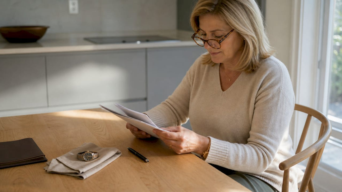 Person reviewing luxury watch guarantee documents