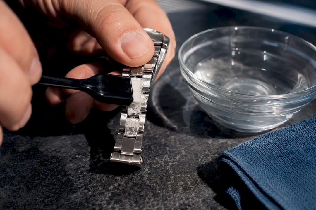 Removing soap residue from watch bracelet