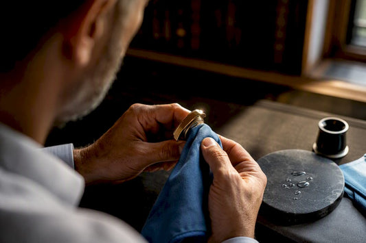 Careful polishing of a gold watch case