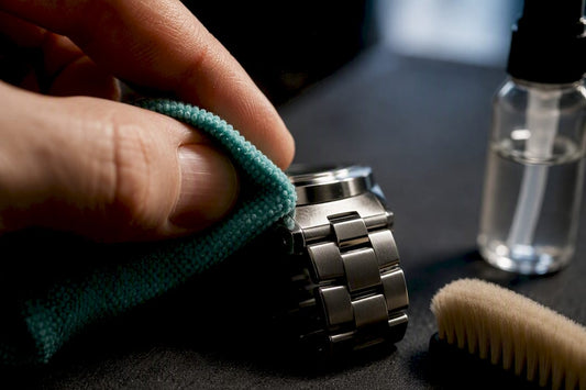 Close-up of careful luxury watch cleaning