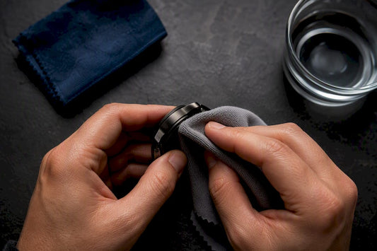 Collector wiping a PVD watch case