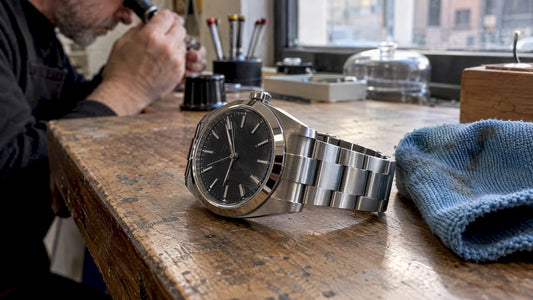 Steel watch showing brushed and polished finishes